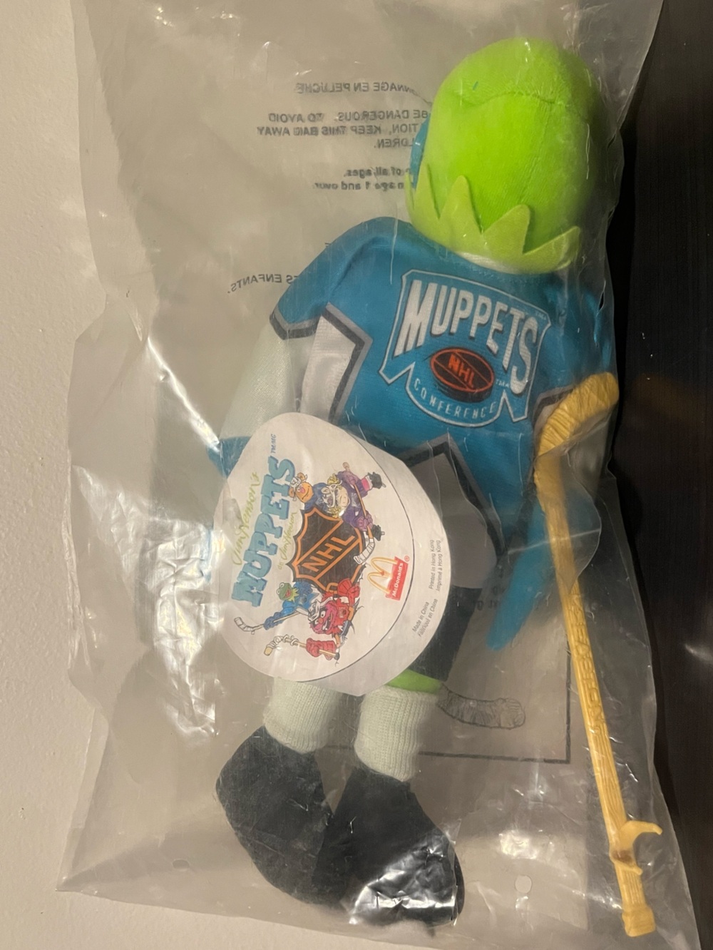 1995 NHL Muppets from McDonalds Kermit the Frog (New in Bag New with Tags)